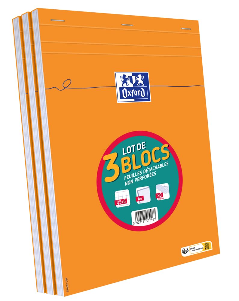 Oxford Pack of 80 Sheets Pack of 3 Orange A4