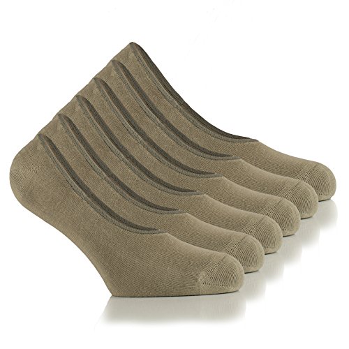 Hugh Ugoli Women's No Show Liner Socks Bamboo Viscose Thin Casual Seamless Toe Socks, 6 Pairs, Shoe Size: 6-9 Olive