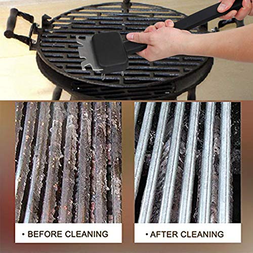 Grill BBQ Cleaning Brush with Scraper.Only 16 pieces of wire-steel Bristle Free&Brushless.No rub off. Strong cleanliness 100% rust-proof stainless steel antislip Long Handle Nylon durable with beer bo - Thumbnail 4