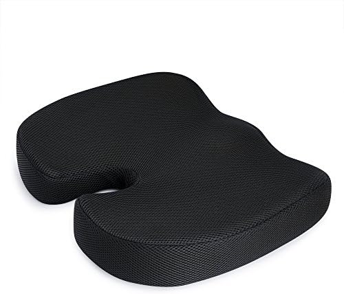 Chair Cushion for Lower Back Tailbone Sciatica Pain, Orthopedic Memory Foam Seat cushion for Office Chair Truck Car Wheelchair (Black)
