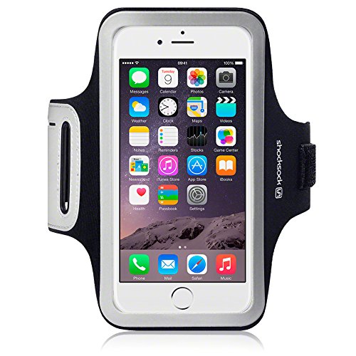 iPhone 6S Plus Case, Shocksock [Reflective] [Black] iPhone 6S Plus Armband, Sports Gym Bike Cycle Jogging Armband with Dual Arm-Size Slots and Key Pocket Custom Made Case for iPhone 6 Plus / 6S Plus - Black