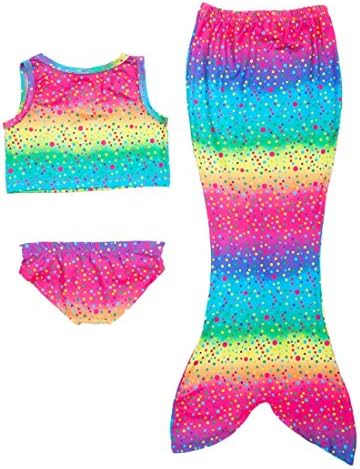 Luckyacution Girl's 3 Pcs Mermaid Tail Swimwear Swimsuit Bikini Bathing Suit