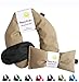 Happy Wraps Microwavable Herbal Neck Wrap - Hot Cold Aromatherapy Neck Warming Pillow - Heating Pad for Migraines, Stress, Gifts for Women, Birthdays, Christmas and Free Sleep Mask - Tan Cotton
