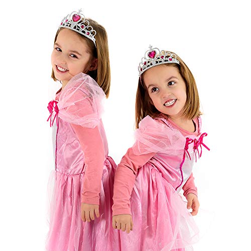 Kidsco Tiaras with Pink Heart Stones Hats Stones-12 Adjustable Piece, 12 pack Assorted