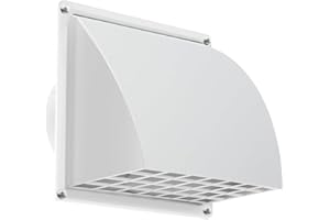 SL-JIJI 4 Inch Exhaust Wall Vent Hood with Flap, HVAC Exhaust Vent Cap with Rain Cover, Outdoor Dryer Vent Cover, White Air V