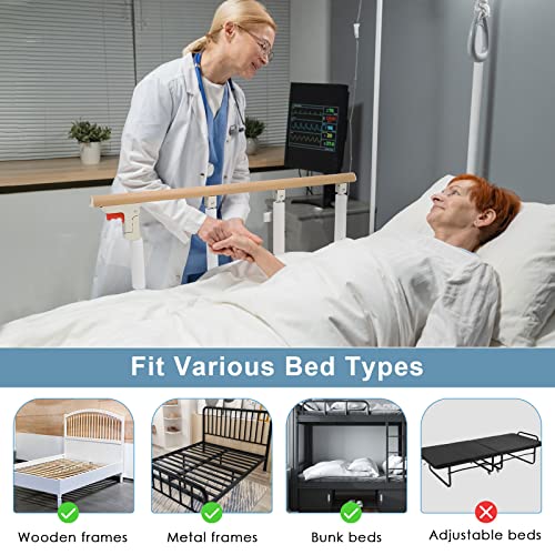 Hlieeosfcn Bed Barrier, Portable Folding Bed Grate, Portable Folding Bed and Safety for Elderly Adults Support Handle Handicap Hospital Metal Railing 4 Speed