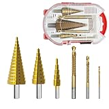 Step Drill Bit Set, Hss Titanium Serrated Twist
