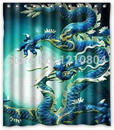 I-Manggo Custom Golden Chinese Dragon Bathroom Shower Curtain Amazing Decorate Your Bathroom