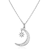 ASGEMSFJ Gold Plated Moon Necklace for Women, Moon and Star Pendant Dainty Trendy Gold Chain Necklace Jewelry Gift for Girls