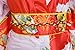 Old-to-new Women's Silk Traditional Japanese Kimono Robe with Pagoda Print Red