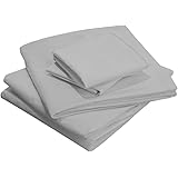 Scala Bedding28 Inch Deep Pocket 100% Cotton 800 Thread Count King Size Solid Sheet Set Light Gray