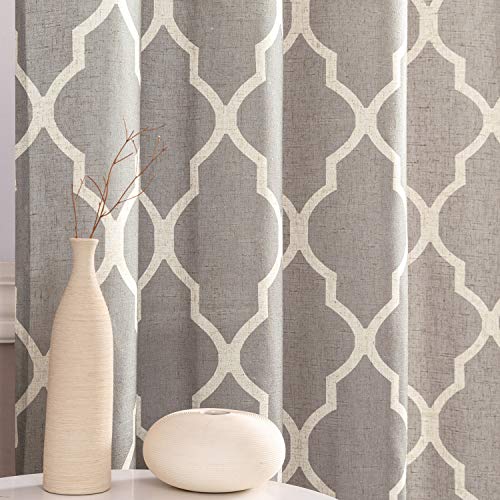 jinchan Curtains Grey Linen Living Room Drapes Light Filtering Moroccan