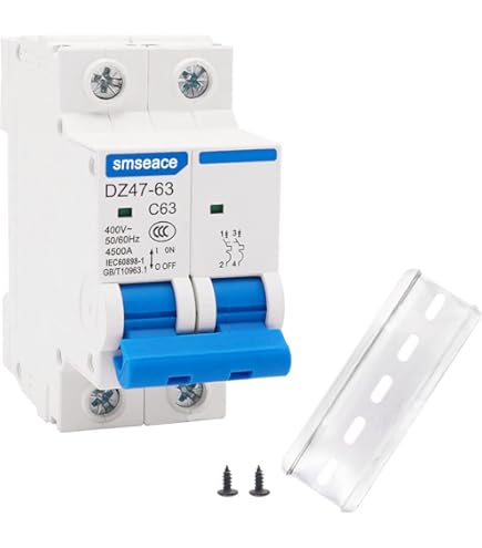 uxcell DZ47-63 35mm DIN Rail Mounting 2-Pole Circuit Breaker AC