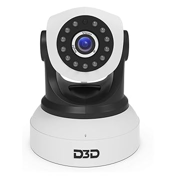 D3D D8809 HD 720P WiFi Home Security Camera Night Vision 360 PTZ (Black White)