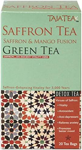 TajaTea Saffron and Mango Fusion Green Tea 20 CT (Pack of 7) + (6 Pack of M&amp;M Milk Chocolate 1.69oz)