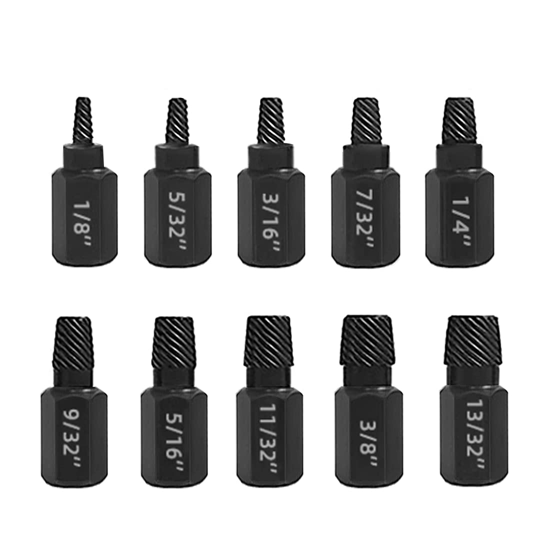 Saipor 10 PCS Damaged Bolt Extractor Kit Heavy-Duty Screw and Bolt Extractor Drill Bit Set Hex Shank Rounded Bolt Remover Tools Easy Removal of Rusty and Broken Bolts for Automobile Repair