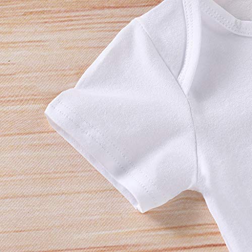 NUWFOR Newborn Infant Baby Boy Clothes Letter Romper Tops+ Pants Hat 3PCS Outfits Set(White,0-6 Months)