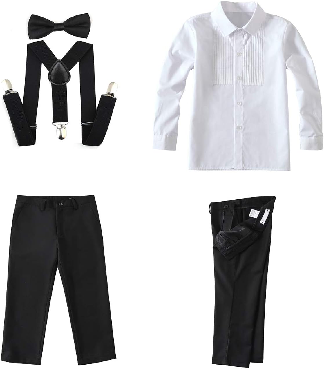 SaiLiiny Boys 4 Pieces Suits Slim Fit Outfits Vest Sets Black Blue Formal Dresswear for Boy: Clothing