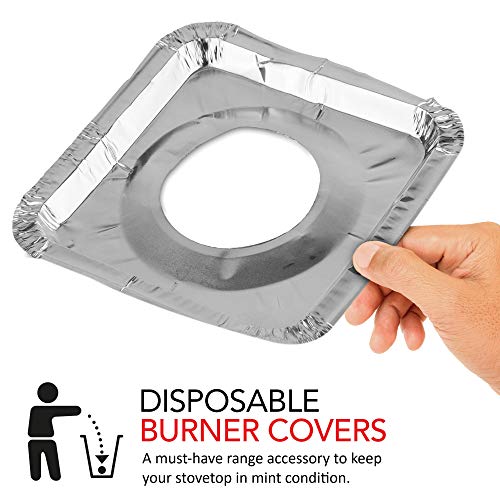 Disposable Gas Burner Liners (50 Pack) Aluminum Foil Square Gas Stove