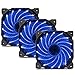 uphere 3-Pack Long Life Computer Case Fan 120mm Cooling Case Fan for Computer Cases Cooling 15LED Blue,15B3-3