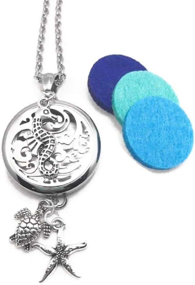 Pizazz Studios Sea Life Aromatherapy Locket Diffuser Necklace 28 Inches