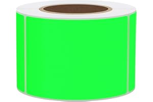 Hybsk 2x3 Inch 300pcs Fluorescent Green Sticker Rectangle Blank Color Coding Neon Labels for Office Organization Shipping Warehouse Labeling (Fluorescent Green)