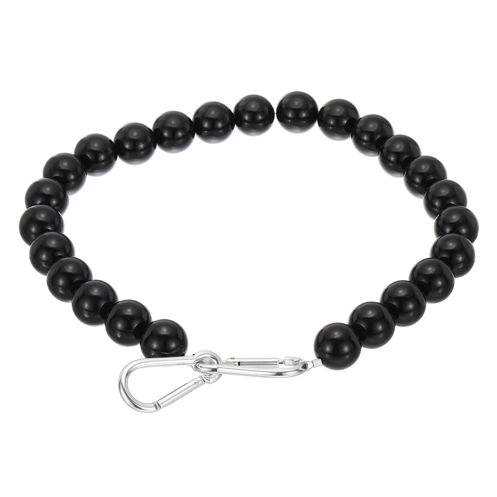 PATIKIL Flagpole Retainer Ring Flag Pole Accessories, Flag Beaded Mount Ring Keep Flag Close to Pole Weight with Stainless Steel Cable for Indoor Outdoor Flagpole, Black, 7.5"