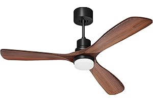 Obabala 52" Ceiling Fans with Lights Remote Control, 3 Wood Blades Indoor Farmhouse, Outdoor Patios, DC Reversible Motor