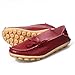 SHIBEVER Women's Leather Loafers Moccasins Wild Driving Casual Flats Oxfords Breathable Shoes Burgundy 7,Tag Size 38