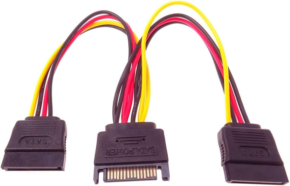 Premium Cord Power Cable for HDD Serial ATA Coupler M/ 2xF 16 cm, Mehrfarbig