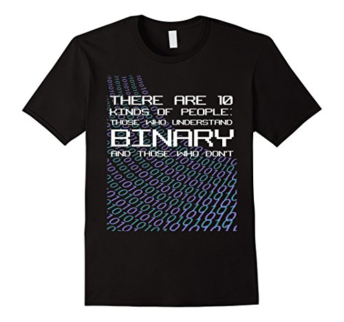 Men's Funny Binary Coder Computer Science Programmer Geek T-Shirt Medium Black