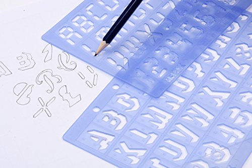 Helix Assorted Font Lettering Guide 4 Piece Set (Script, Digital, Stripe, Shadow) (08500)