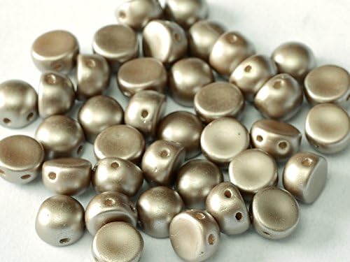 25pcs Cabochon Bead - Brand new Czech glass Beads in Shape Half-sphere 6 mm with 2 Holes, Alabaster Pastel Lt.Brown