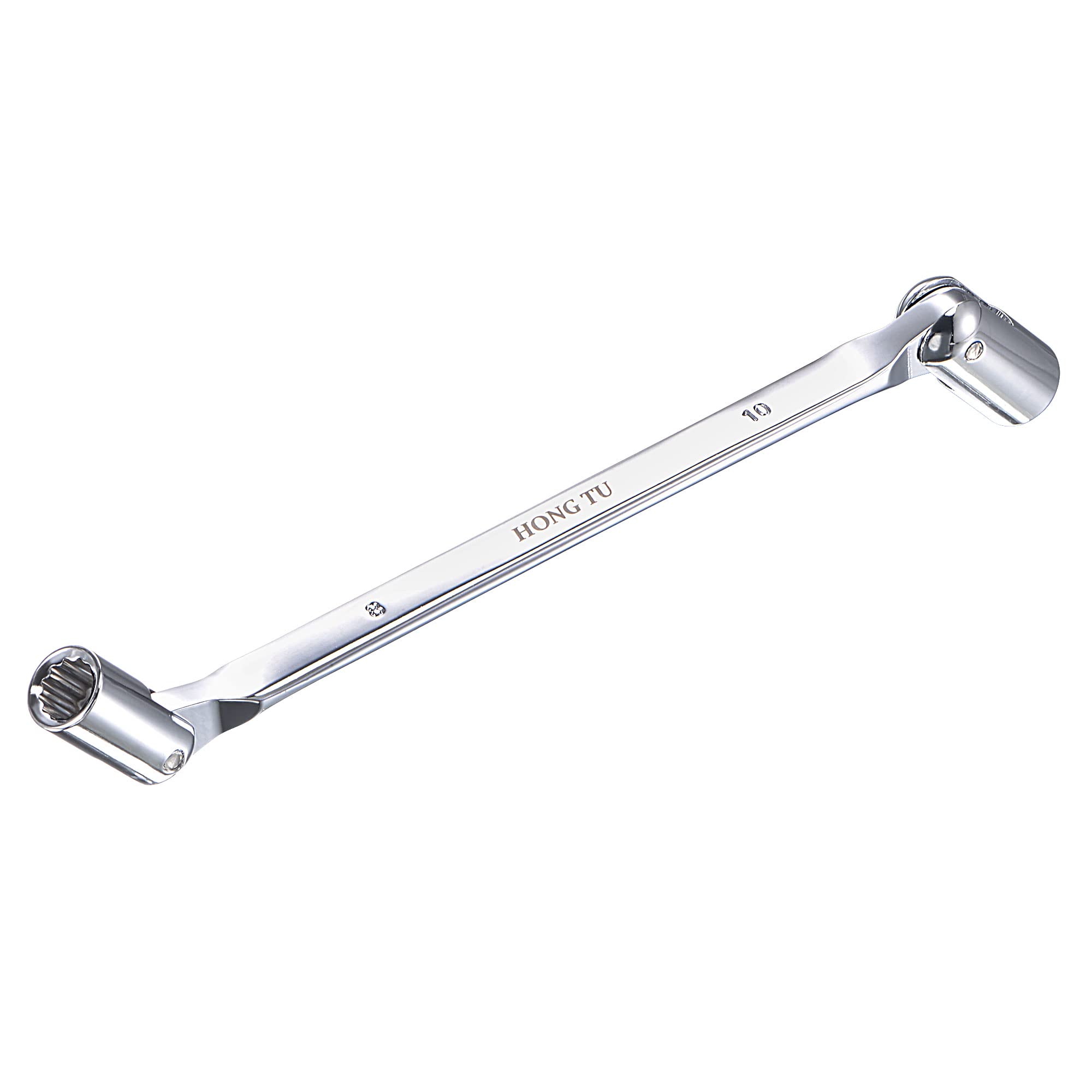 uxcell 12 Point Flexible Head Socket Wrench, 8mm x 10mm Metric Double Swivel Box End, CR-V 180 Degree Rotation for Mechanical Repair
