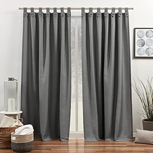 Exclusive Home Curtains Loha Tuxedo Tab Top Curtain Panel Pair, 54"x84", Black…