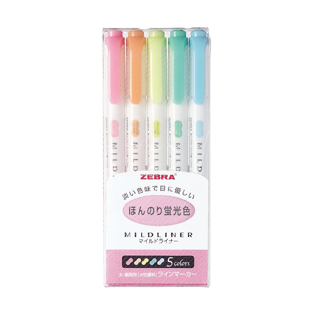 Zebra MILDLINER WKT7-5C Fluorescent Marker (5-Colour Set)