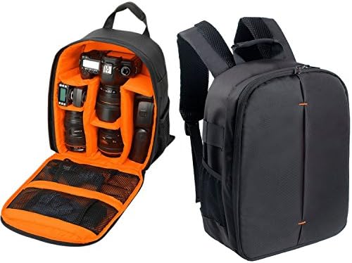New Upgraded Version Camera Bag Camera Backpack Waterproof Fabric, Anyprize SLR Camera, Lens, Tripod and Camera Accessories (Orange)