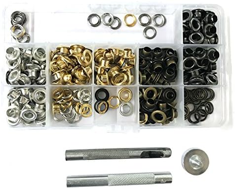 Weddecor 200 Set x 6mm Eyelet Metal Grommet Kit Gold, Silver, Bronze & Gunmetal with 3 Set Fixing Hand Tools for DIY Leather Craft, Clothing Repair, Replacement, Home Use with Storage Box