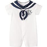 pureborn Baby Boys Girls Nautical Romper One-Piece Beach Outfit Summer Clothes 0-24 Months