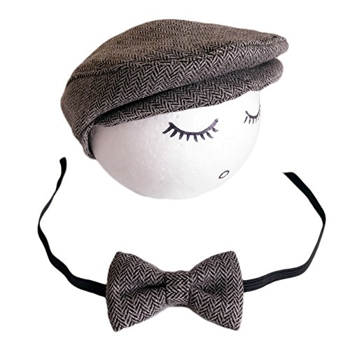 Baby Photography Props Boy Girl Photo Shoot Outfits Newborn Costume Infant Clothes Flat Cap Gentleman Hat Tie
