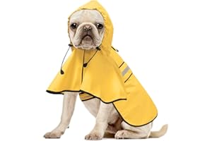Ezierfy Reflective Dog Raincoat - Adjustable Waterproof Raincoat for Dogs, Lightweight Dog Hooded Slicker Rain Coat Poncho for Small to X- Large Dogs(Yellow, Medium)