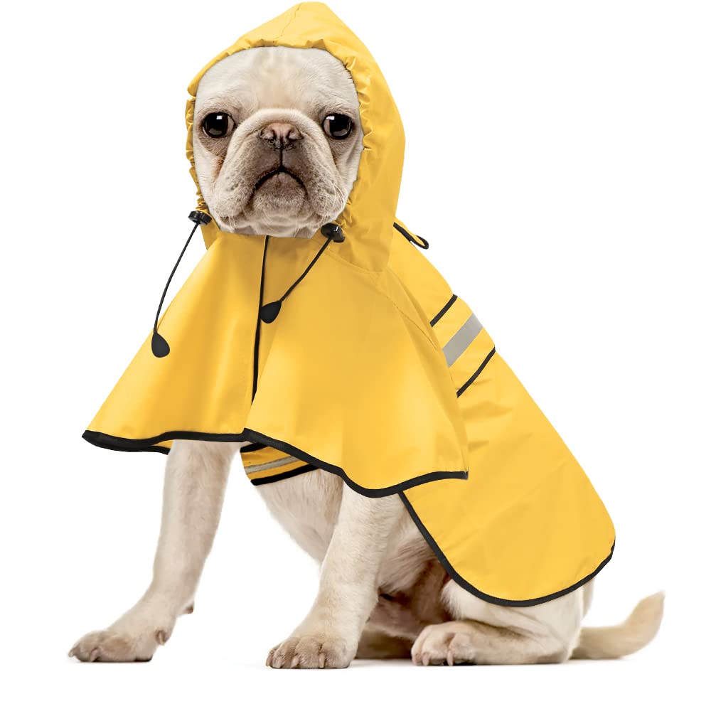 Photo 1 of Ezierfy Reflective Dog Raincoat - Adjustable Waterproof Raincoat for Dogs, Lightweight Dog Hooded Slicker Rain Coat Poncho for Small to X- Large Dogs(Yellow, Medium)