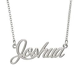 Stainless Steel Joshua Script Initial Name Necklace