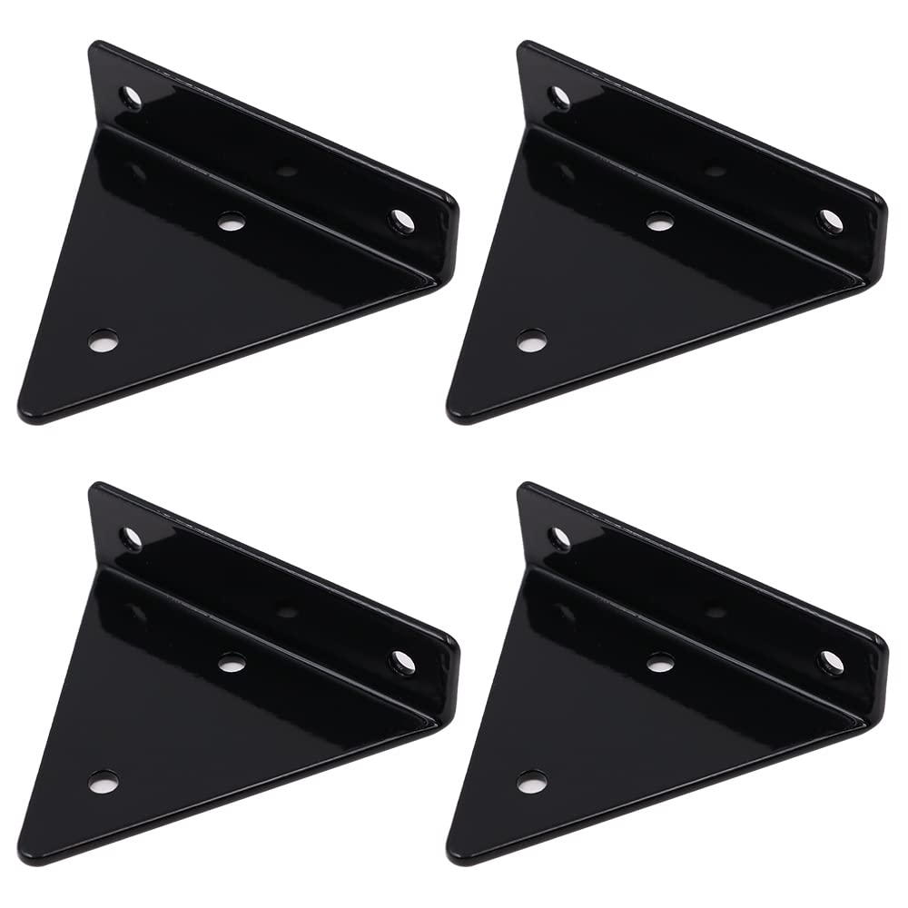 VOANZO 4 Set Floating Shelf Brackets Invisible Triangle Wall Brackets Heavy Duty Metal Wall Brackets for Storage Shelf（Black）