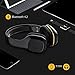 Bluetooth Headphones Over Ear, Hi-Fi Stereo Wireless Headset with Microphone, Foldable, Soft Memory-Protein Earmuffs, Wired Mode for PC/ Cell Phones/ TV (550-Black)