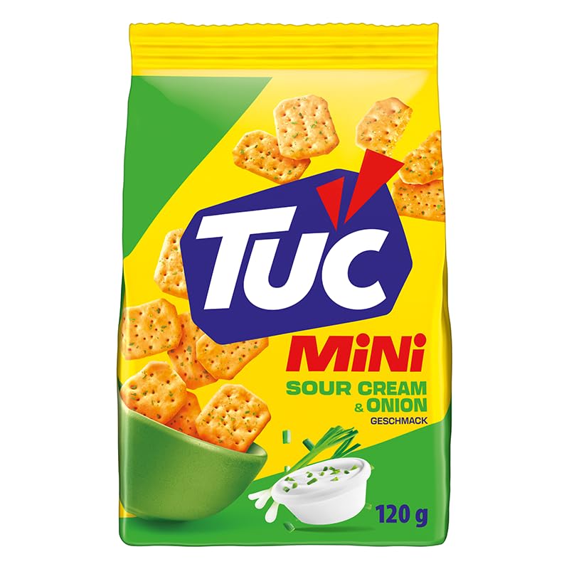 TUC Mini Sour Cream & Onion – Feiner Snack-Cracker im Mini-Format mit Sauerrahm-Zwiebel Geschmack – 14 x 120g 2