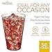 Glitter Disposable Cups | 14 oz. 50 Pack | Clear Plastic Cups | Gold Glitter Plastic Party Cups | Disposable Plastic Wine Glasses for Parties | Plastic Cocktail Glasses | Wedding Holiday Tumblers