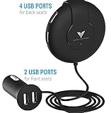 MAKETECH 6 Port 45W/9A USB Fast Car Charger [2+4] for Front and Backseat Passengers with Smart Charging Function