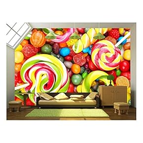 Different Fruit Candies Background - Removable Wall Mural | Self-Adhesive Large Wallpaper - 66x96 inches