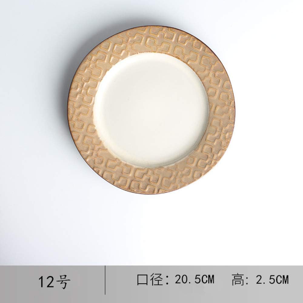 Creative Home Dining Tray Hotel Tableware Japanese Ceramic Dish Dish Steak Western Dish Flat Plate Soup Plate Dish Pattern Color 21Cm